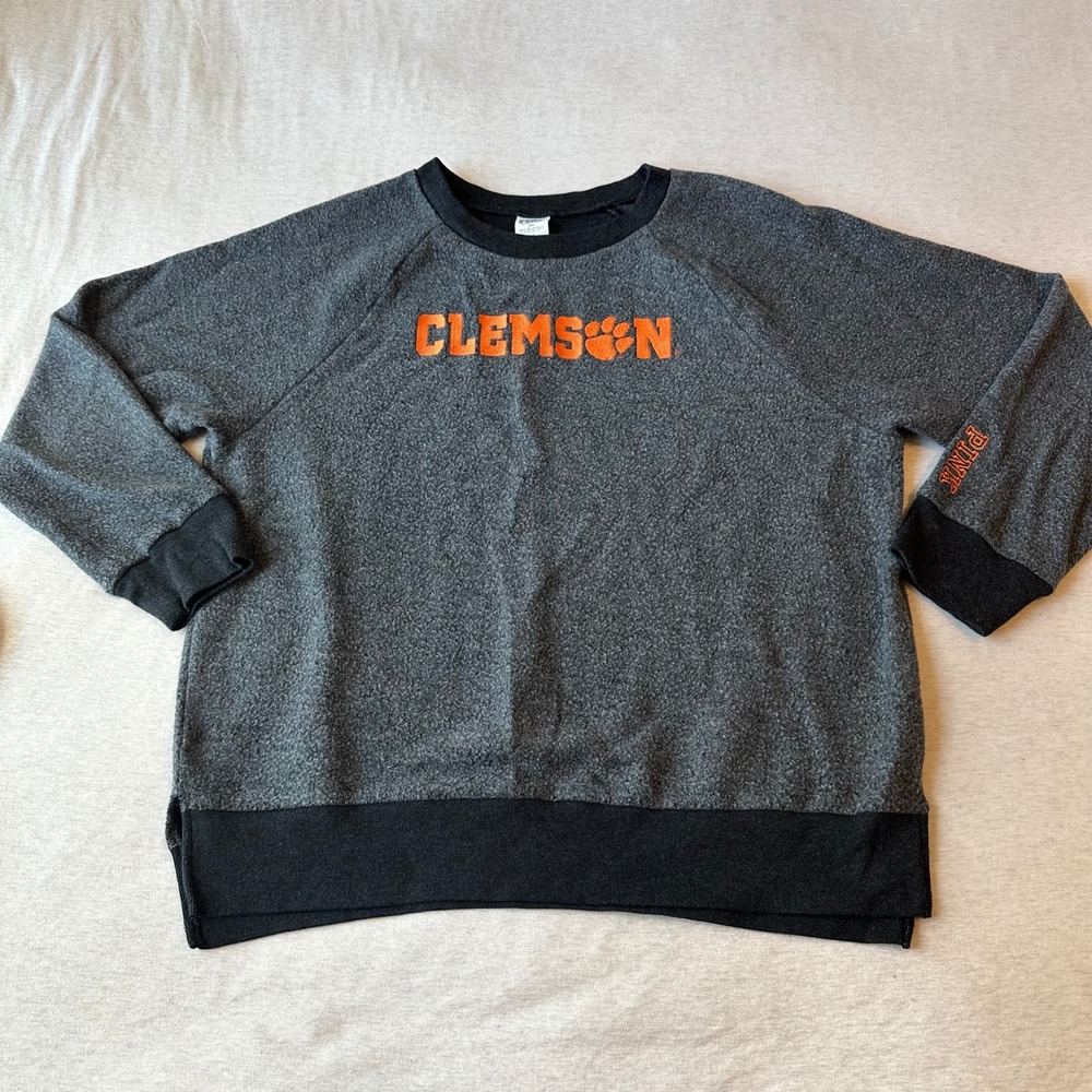 PINK Victoria's Secret Clemson Tigers Sweatshirt Gray Orange Large Collegiate